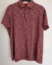 Men's Duchamp Red Multi Short Sleeved Textured Polo Shirt Size M