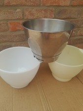 3 Kenwood Chef  White Glass ,Stainless ,Kenlyte Food Mixer Bowls FOR A701A/A901