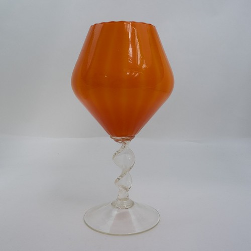 Vintage orange glass goblet - vintage,