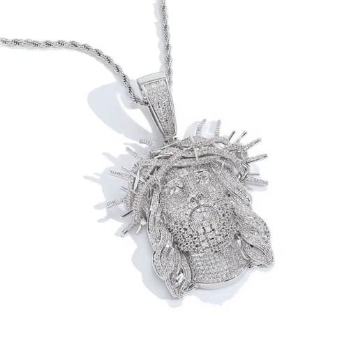 Iced out jesus thorns - thorns, necklace