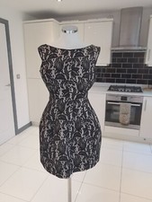 ZARA Woman lace dress size M, boned, black & cream, V back, lined, zip fasten