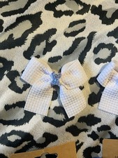 New Handmade Stitch Hair Bow Clip Disney White Ribbon Central Stitch Charm Cute