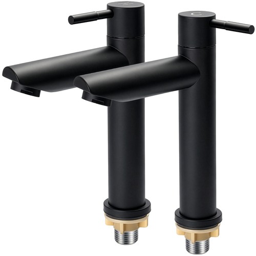 Round cloakroom taps black - round,
