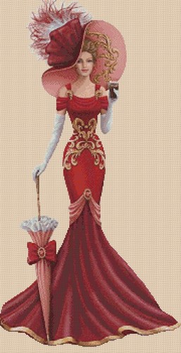 Elegant lady cross stitch - lady,