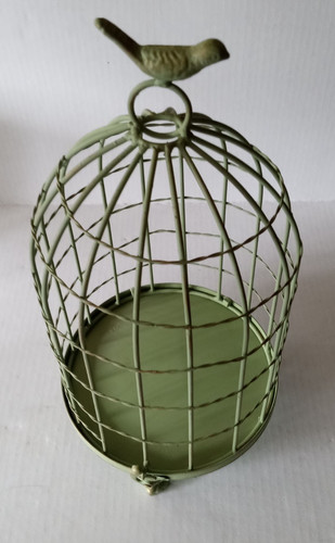 Green painted metal bird cage - green,