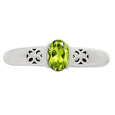 Natural Peridot 925 Sterling Silver Ring s.7 Jewelry R-1730
