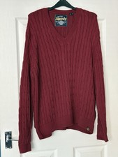 Superdry Women’s Cable Knit Jumper Bordeaux Red Size 10/12 Excellent Condition