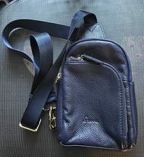 S-Zone Blue PU Leather RFID Blocking Small Sling Crossbody bag 