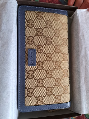 Gucci leather canvas clutch - gg,