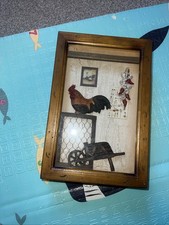 Vintage Rooster Key Cabinet Wooden Key Box Cabinet Keys Storage Hooks Wall