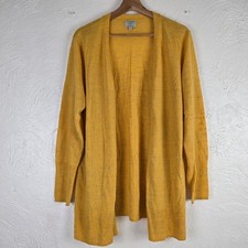 Monsoon Linen Blend Cardigan XL Mustard Yellow Button Detail Longline Knit