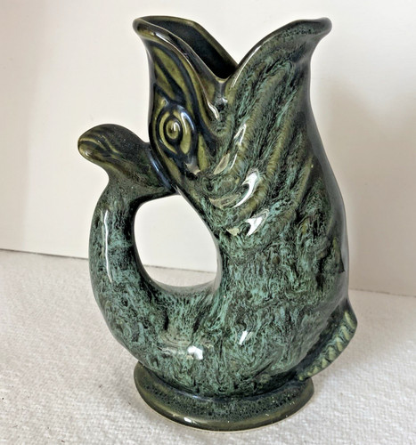 Vintage green fish - vintage, jug