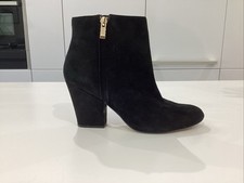 Dune Genuine Suede Black Cowboy Ankle Boots Size 40 7 Cuban Heel Hardly Worn