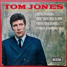 TOM JONES.Not responsible + 3,elusive FRENCH EP Decca 457118.