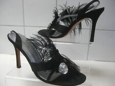 KAREN MILLEN SANDALS 6 39 STILETTOs evening high heels 1920s ostrich feather boa