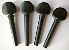 Violin Pegs, Polished Ebony with Parisienne Eye end decoration UK Seller
