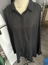Zanzea Black Collared Shirt Spilts To Sleeves Buttons To Fasten Sleeves Size2XL