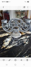 Vintage  Ornate Pewter 2 Armed