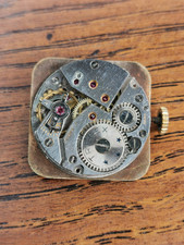 Trebex Mens Watch Movement / Square Dial / Gilt Hands, Working #N157