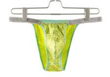 Mens Large Shiny Lime Low Rise Tanga Hipster Briefs Lingerie Gay Underwear UK