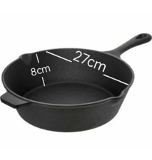 27Cm Cast iron Skillet L'EPICURE Pre-Seasoned Cast Iron Fry Pan Healthy Cooking