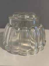 Vintage Circular Fluted Pressed Glass Jelly Mould. One Pint. Height 9cm. Rare