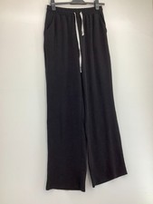 Women's Black Wide Leg Palazzo Trousers size 10 Drawstring Casual Lounge UK