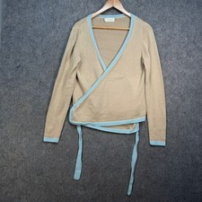 TOAST Cardigan Womens Size UK Medium Beige Light Blue 100% Cotton Ballerina Wrap