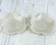 Vintage Belleek fine porcelain Maple leaf dish x 2