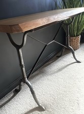 French Bistro Iron Hallway Side Console Table Solid Oak Top Specially Made