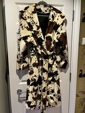 Stunning Helene Berman Print Brown And White Coat Belted Size 20