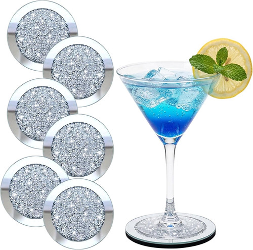 Pack glass coasters bling - glass,