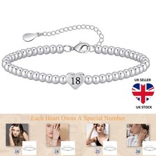 16th,18th,21st BIRTHDAY Gift, Silver With Love Heart Charm Bead for Bracelets UK