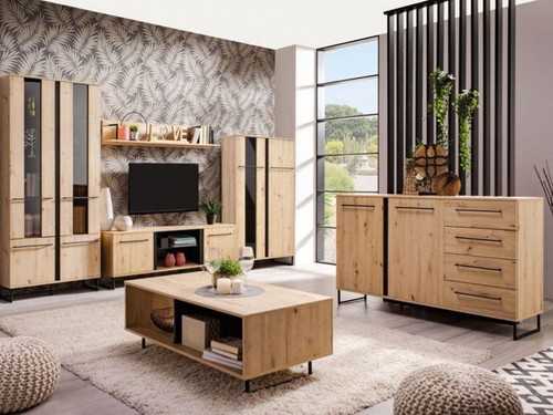 Rustic oak effect sideboard - rustic,