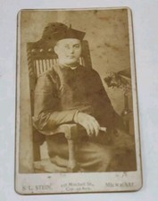 CIRCA 1880'S RARE CDV Priest Seated With Bible Milwaukee, WI Clergy Biretta Hat