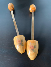 Wooden Shoe Lasts. Handpainted Floral Design Vintage