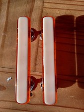 Vintage 60/70’s pair  Door Handles Lucite Pearlescent finish orange background 