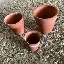 Three Assorted Sizes Small Terracotta Clay Flower Pots 5, 8 & 10cm Diameter 