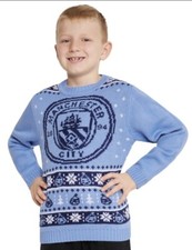Official licensed MANCHESTER Man CITY FC Xmas CHRISTMAS KNITTED JUMPER 11-12 NEW