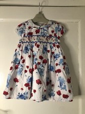 Next Girls Used Once Gorgeous Poppy Print Smock Dress Size 1 1/2 to 2 Years