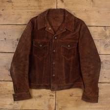 Vintage Leather Trucker Jacket Brown S Mens 70s USA Made Bomber Snap