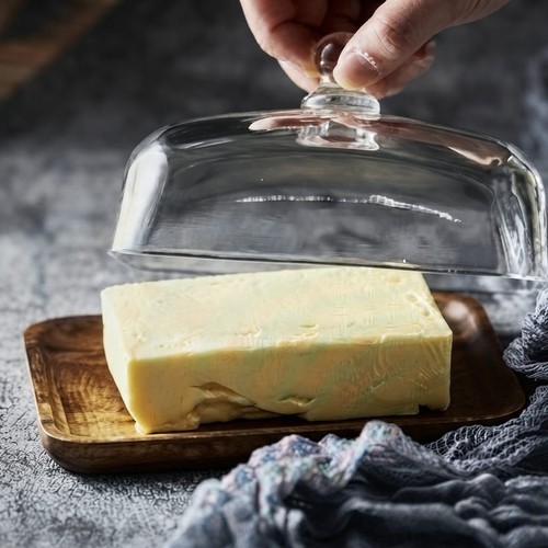 Glass butter dish with lid - glass,