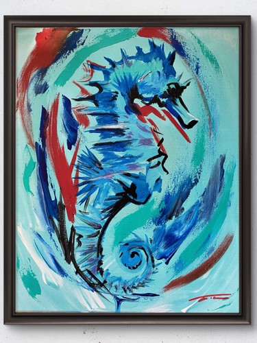 Seahorse blue red - blue,