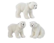 White Polar Bear Sitting and Standing Christmas Decorations Set of 3 Assorted