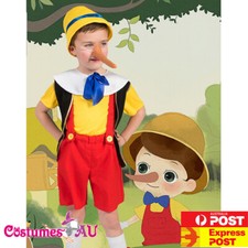 Kids Pinocchio Costume Storybook Puppet Fairytale Child Boys Girls Book Week 