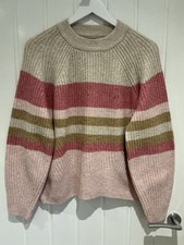 Ladies M&S Lovely Soft Pink Mix Knit Jumper, Size 12-14 (M), VGC