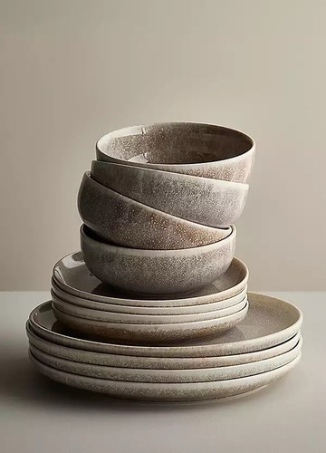 Reactive glaze taupe - taupe, dinner