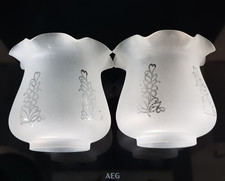 Pair Frosted Etched Glass