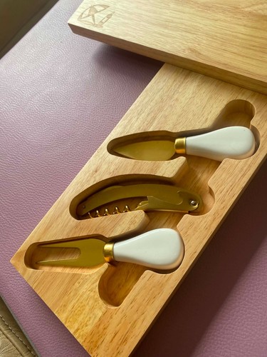 Cheese board with knives good - with,