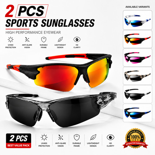 2pcs cycling sports sunglasses - 2pcs,